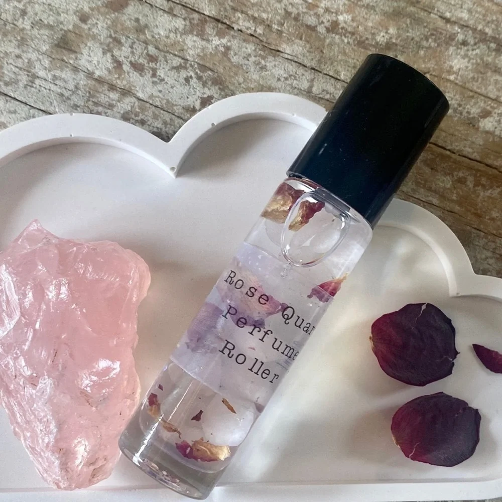 Rose Quartz Coconut Oil Fragrance Scent Perfume Roll on Roller Essential Oils - Picture 2 of 2